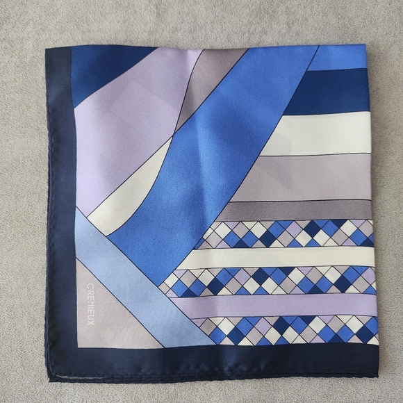 Cremieux pocket square men's blue 100% silk foulard abstract pochette new $30 - Picture 1 of 9